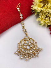 Designer Gold Plated Jadau Kundan And Pearl Maang Tikka For Ladies By Gehna Shop Maang Tikka